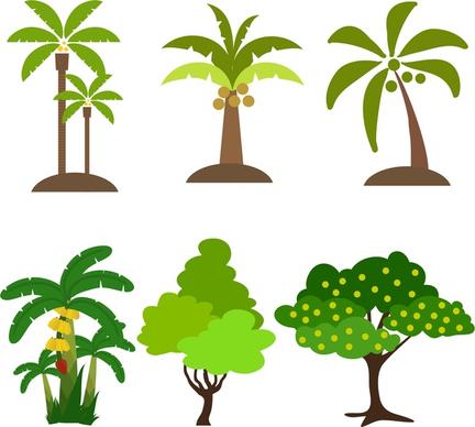 tree icons collection various types design