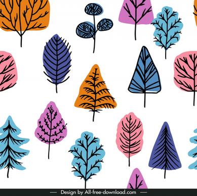 tree pattern template flat handdrawn colorful classic