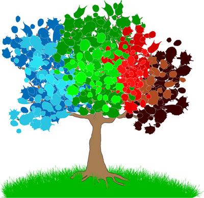 tree with watercolor drawn vector