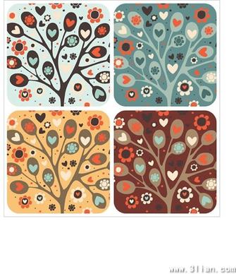 nature pattern templates blooming tree icon simple classical