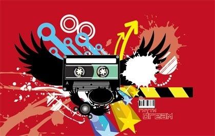 modern abstract background colorful grunge style cassette design