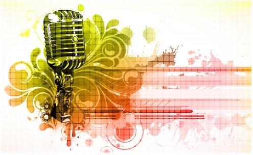 music background template microphone sketch grunge floral motion