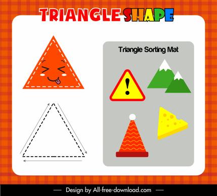 triangle educational game template colorful flat sketch