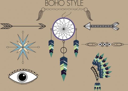 tribal design elements boho style symbols