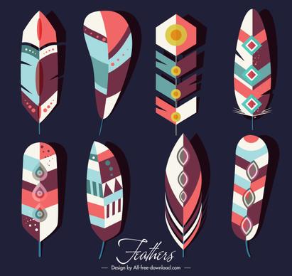 tribal feather icons colorful classical decor