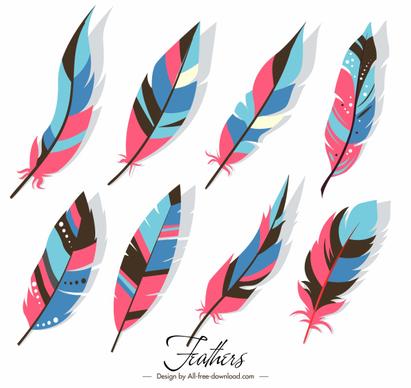 tribal feathers icons multicolored classic decor