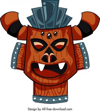 tribal mask template classical colored design horror face