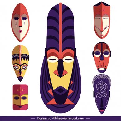 tribal mask templates colorful retro symmetric design