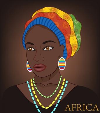 tribal portrait painting black woman icon