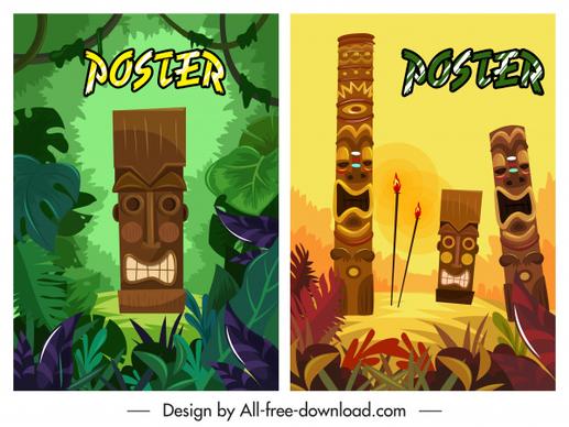 tribal poster templates colorful masks decor