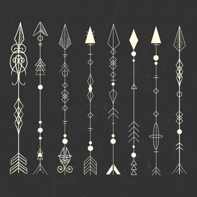 tribal tattoo design elements classical arrows icons