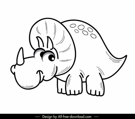 triceratop dinosaur icon cute handdrawn cartoon sketch