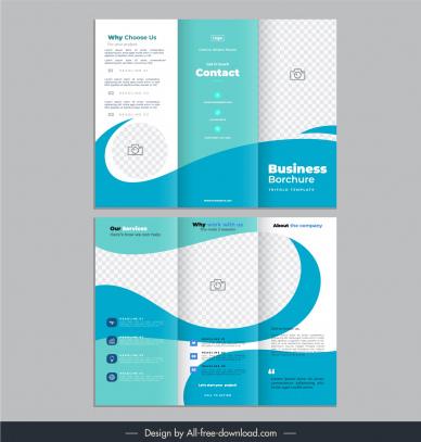   trifold brochure template elegant checkered curves decor