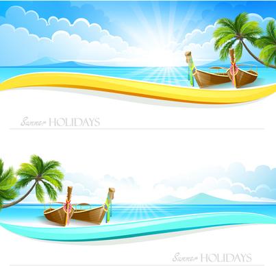 tropical islands holiday background design vector