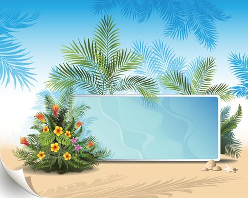 tropical plants with billboard vector design