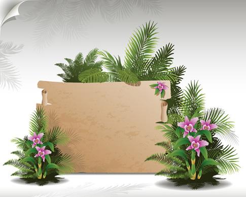 tropical plants with billboard vector design
