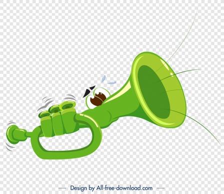 trumpet instrument icon green 3d motion design