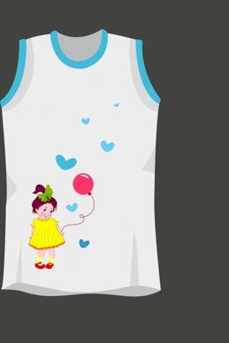 tshirt template childhood style cute young girl decoration