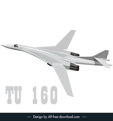 tu 160 bomber jet icon modern 3d outline
