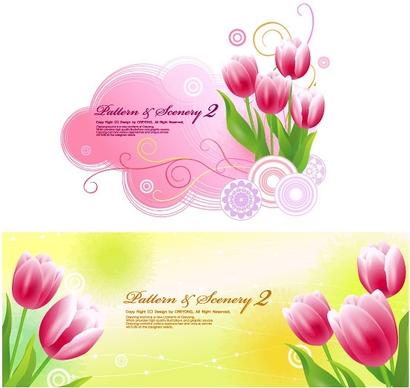 tulips and vector fantasy background
