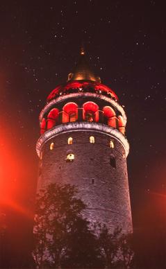 turkey scenery picture sparkling starry night tower architecture