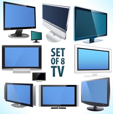 television icons shiny modern 3d decor