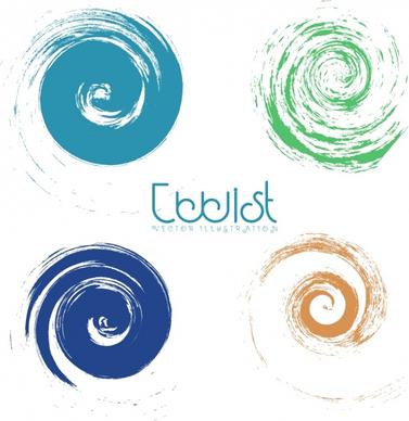 twist circles collection colored flat grunge sketch