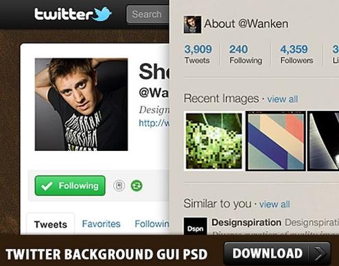 Twitter Background GUI Photoshop PSD