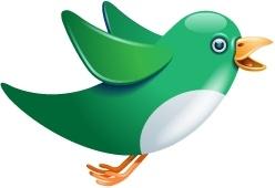 Twitter bird flying green