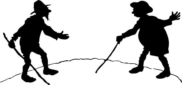Two Men With Canes clip art