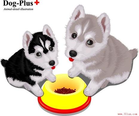 two puppies vector