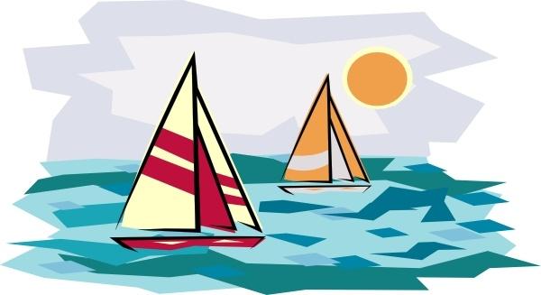 Two Sailboats In Sunset clip art