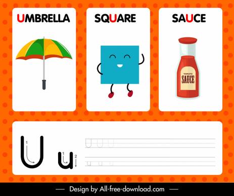 u alphabet education template colorful modern design