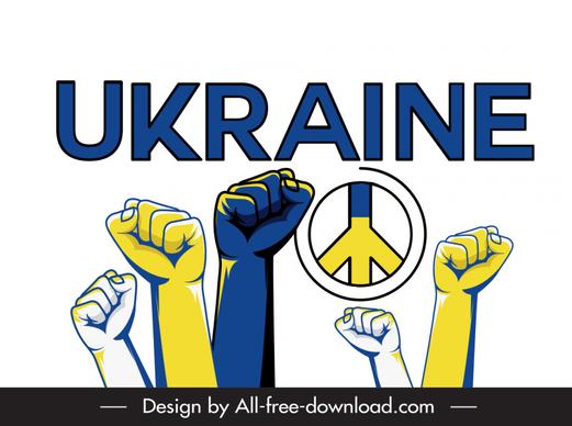 ukraine peace symbols stay with ukraine banner raising arms sketch