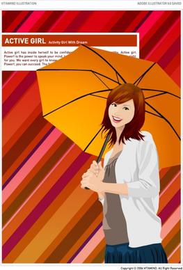 umbrella girl vector