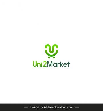 uni 2 market logo template modern flat elegant texts design