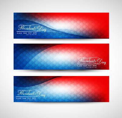 united states of america in president day for beautiful wave header set vector illustration
