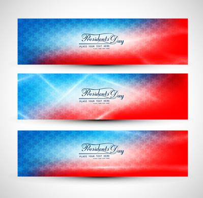 united states of america in president day for beautiful wave header set vector illustration