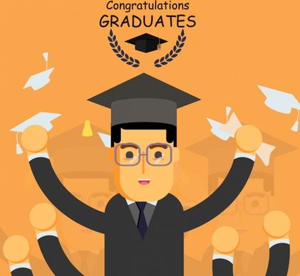 university graduation banner bachelor icon colored cartoon