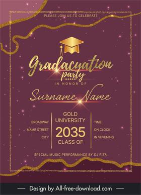 university graduation party invitation card template flat classic light effect