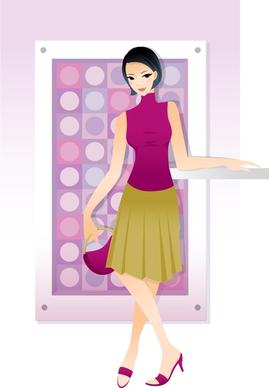 fashion background young woman icon cartoon character design