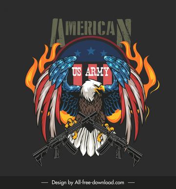  us army logo template symmetric eagle wings flat gun sketch