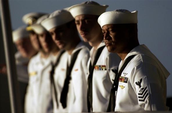 us navy sailors lined up