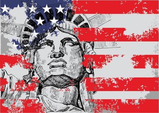 us statue of liberty background vector