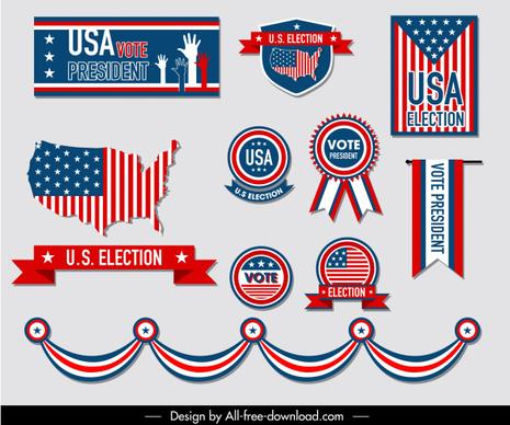 usa election design elements flag symbols decor