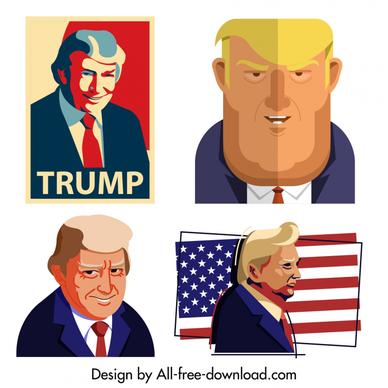 usa election design elements president trump icons sketch