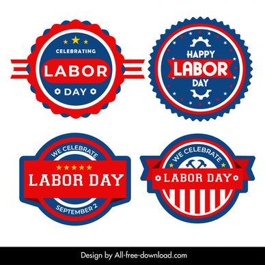 usa labor day labels collection flag elements decor circle shapes design