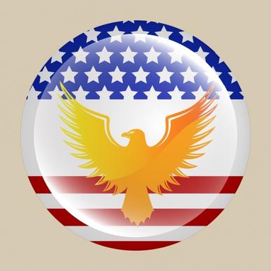 usa medal design yellow eagle icon shiny decoration