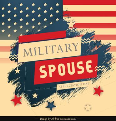 usa military spouse banner retro flag elements decor