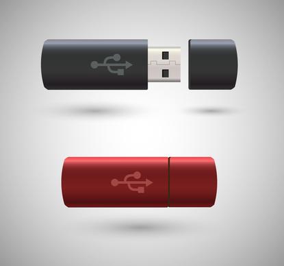usb realistic vector illustration with color style